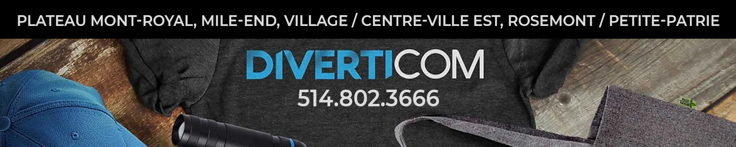 Diverticom - Objects Promotionnels, Vêtements promotionnels, Kiosque Montréal  